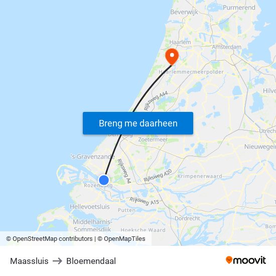 Maassluis to Bloemendaal map