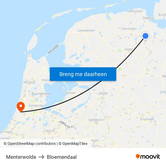 Menterwolde to Bloemendaal map