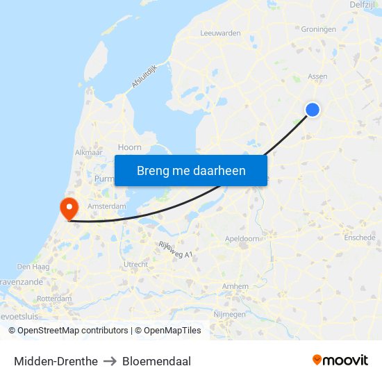 Midden-Drenthe to Bloemendaal map