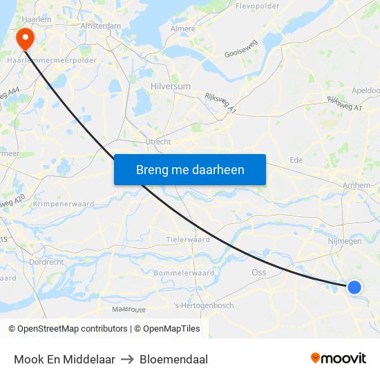 Mook En Middelaar to Bloemendaal map