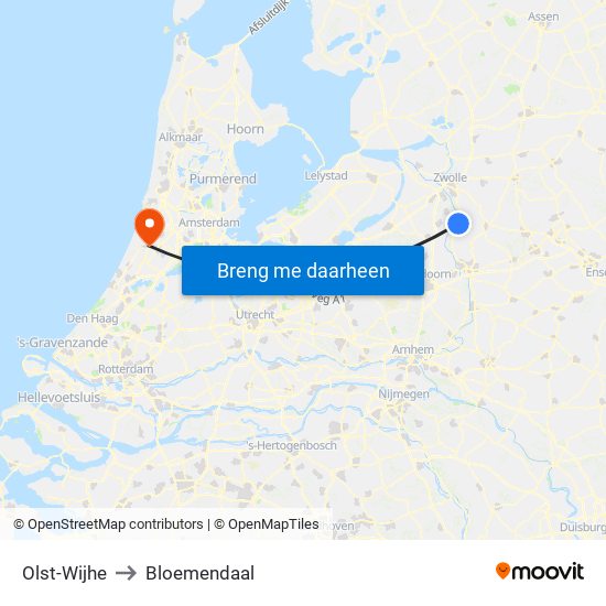 Olst-Wijhe to Bloemendaal map