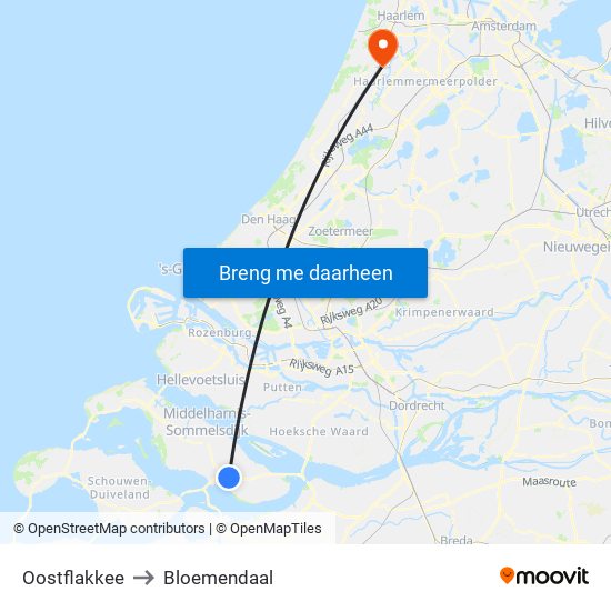 Oostflakkee to Bloemendaal map