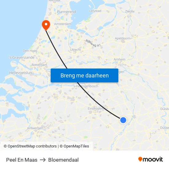 Peel En Maas to Bloemendaal map