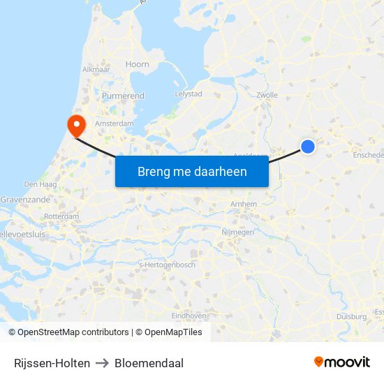 Rijssen-Holten to Bloemendaal map