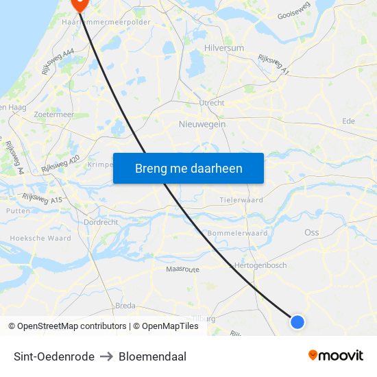 Sint-Oedenrode to Bloemendaal map