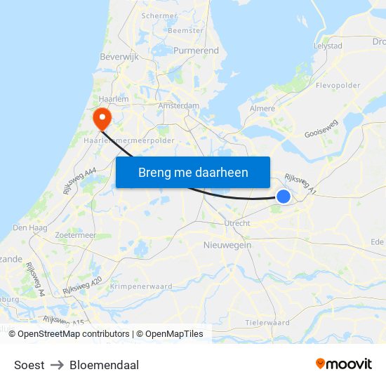 Soest to Bloemendaal map