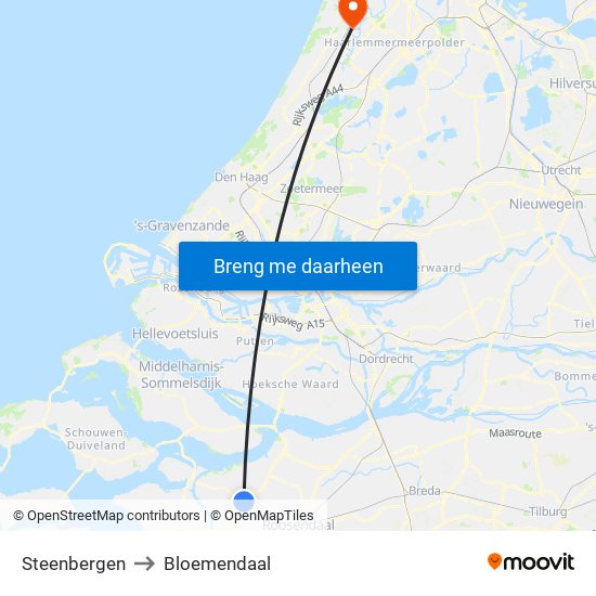 Steenbergen to Bloemendaal map