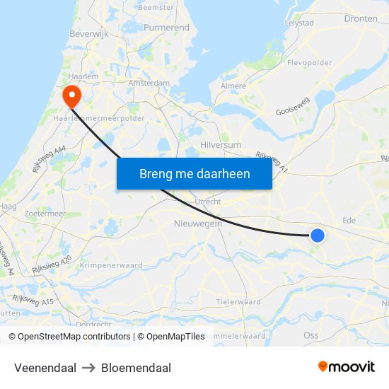 Veenendaal to Bloemendaal map