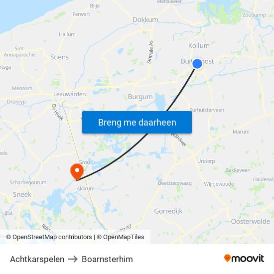 Achtkarspelen to Boarnsterhim map