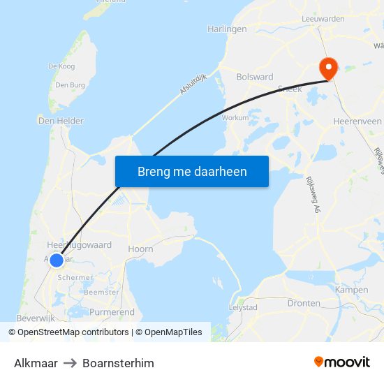 Alkmaar to Boarnsterhim map