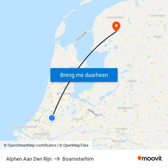 Alphen Aan Den Rijn to Boarnsterhim map