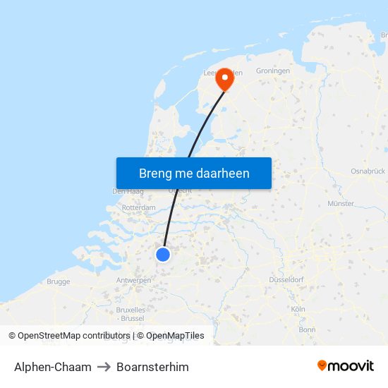 Alphen-Chaam to Boarnsterhim map