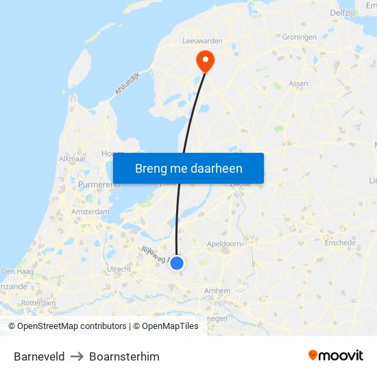 Barneveld to Boarnsterhim map