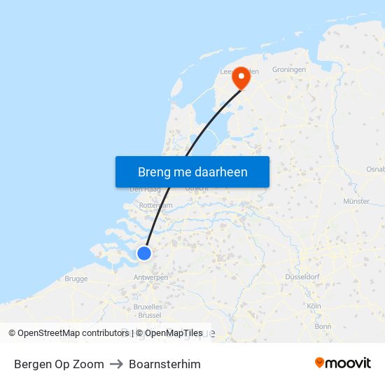 Bergen Op Zoom to Boarnsterhim map