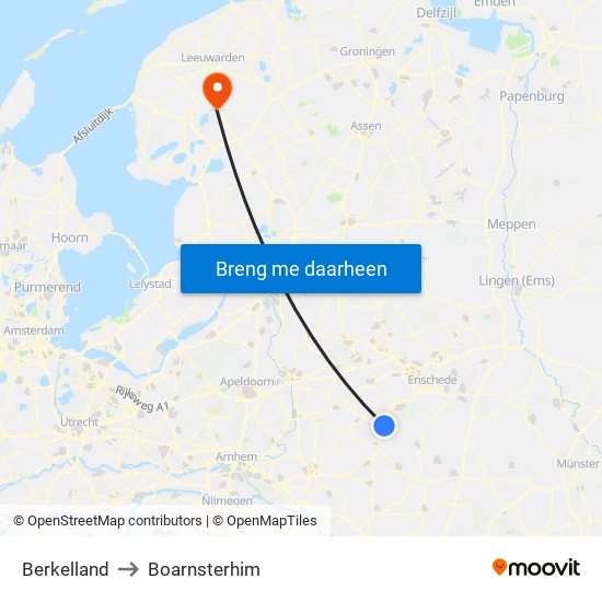 Berkelland to Boarnsterhim map