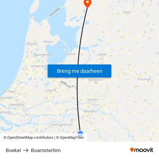 Boekel to Boarnsterhim map