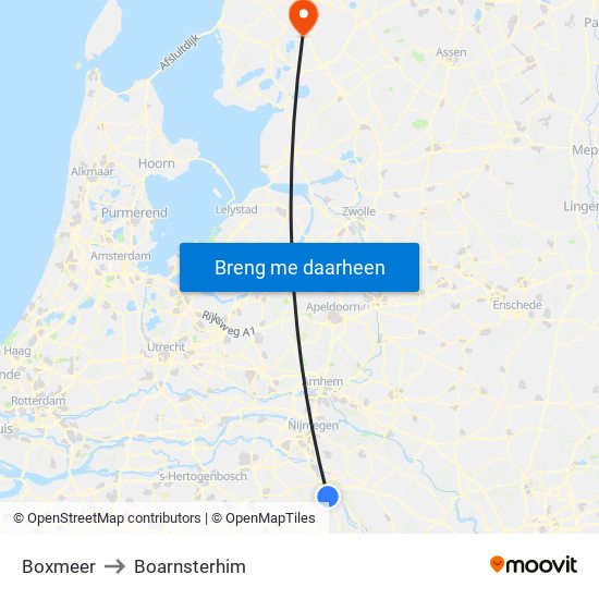 Boxmeer to Boarnsterhim map
