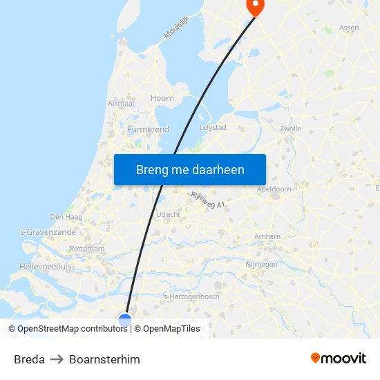 Breda to Boarnsterhim map
