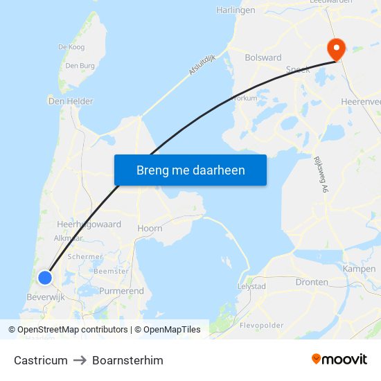 Castricum to Boarnsterhim map