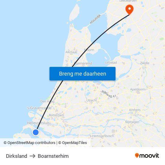 Dirksland to Boarnsterhim map