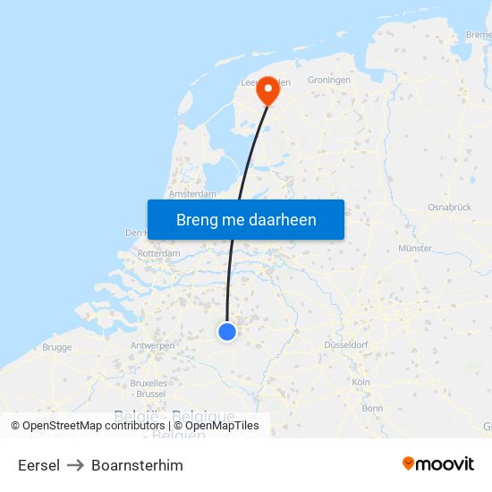 Eersel to Boarnsterhim map