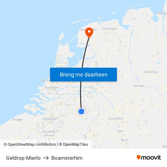 Geldrop-Mierlo to Boarnsterhim map