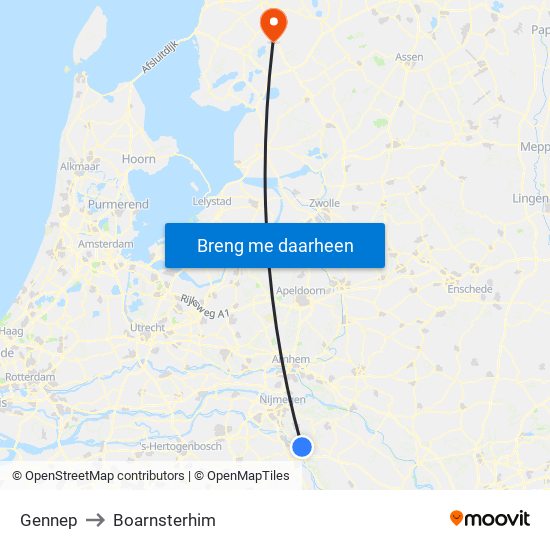 Gennep to Boarnsterhim map