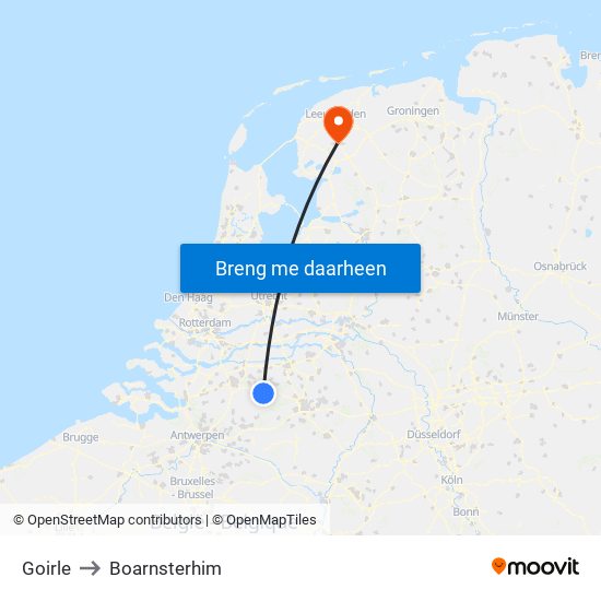 Goirle to Boarnsterhim map
