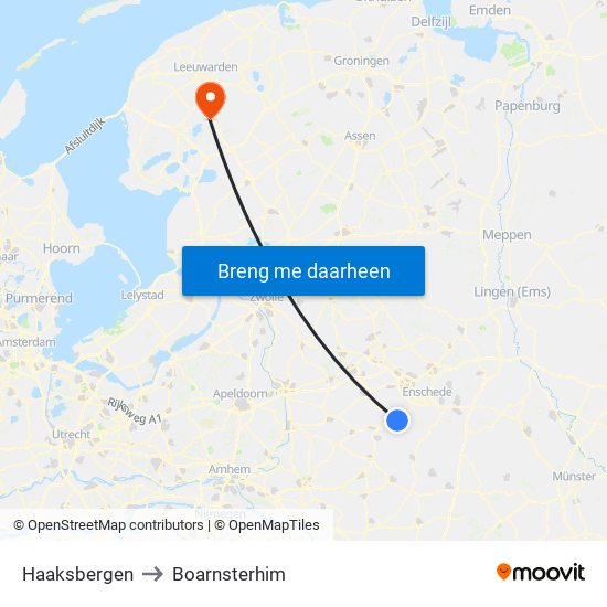 Haaksbergen to Boarnsterhim map