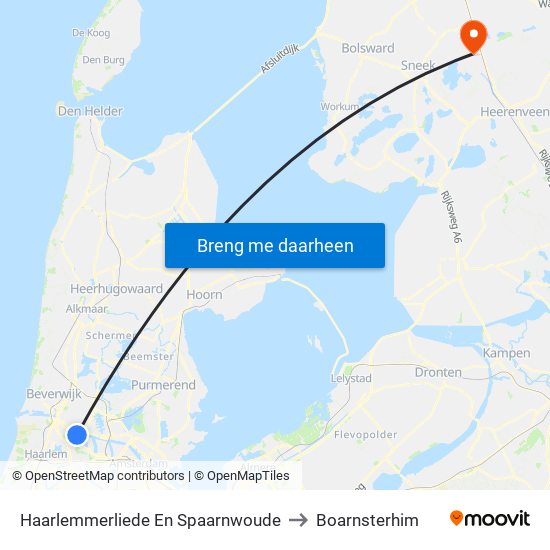 Haarlemmerliede En Spaarnwoude to Boarnsterhim map