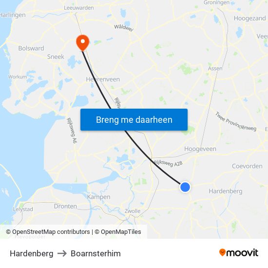 Hardenberg to Boarnsterhim map