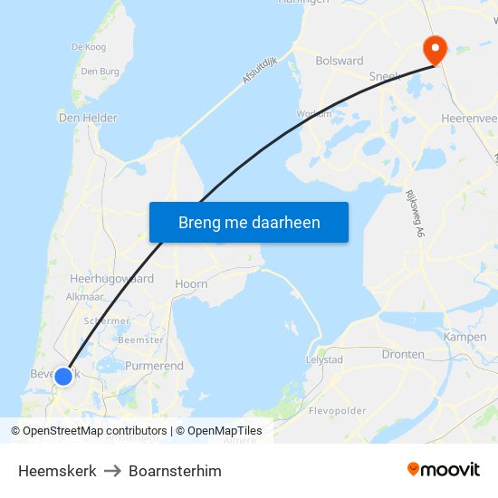 Heemskerk to Boarnsterhim map