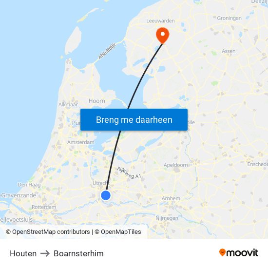 Houten to Boarnsterhim map