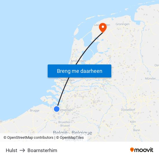 Hulst to Boarnsterhim map