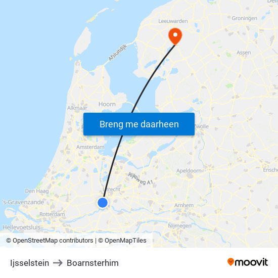 Ijsselstein to Boarnsterhim map