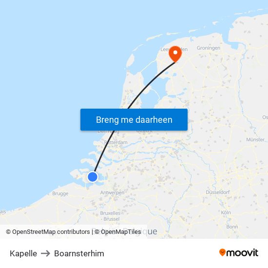 Kapelle to Boarnsterhim map