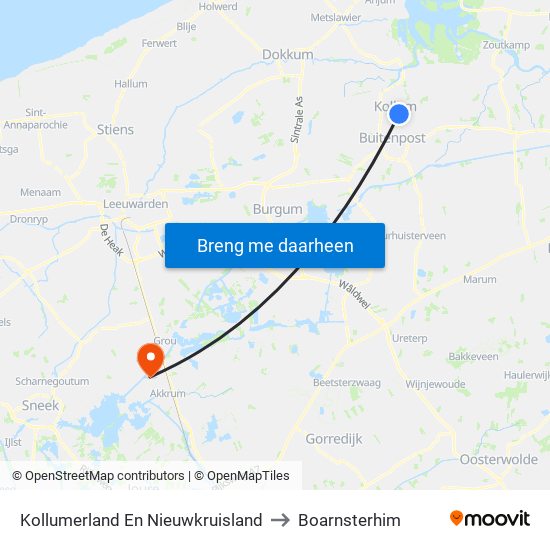 Kollumerland En Nieuwkruisland to Boarnsterhim map