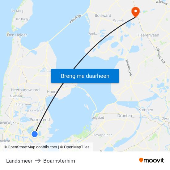 Landsmeer to Boarnsterhim map