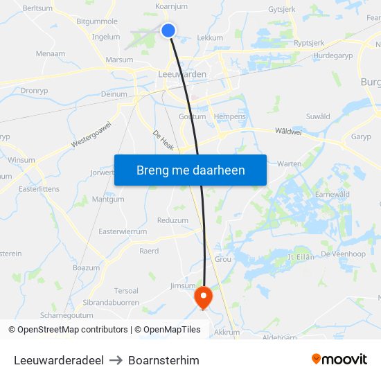 Leeuwarderadeel to Boarnsterhim map