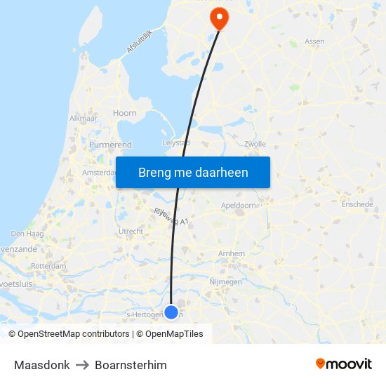 Maasdonk to Boarnsterhim map