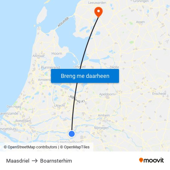 Maasdriel to Boarnsterhim map