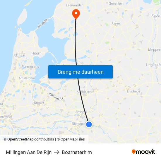 Millingen Aan De Rijn to Boarnsterhim map