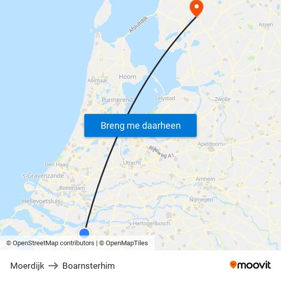 Moerdijk to Boarnsterhim map