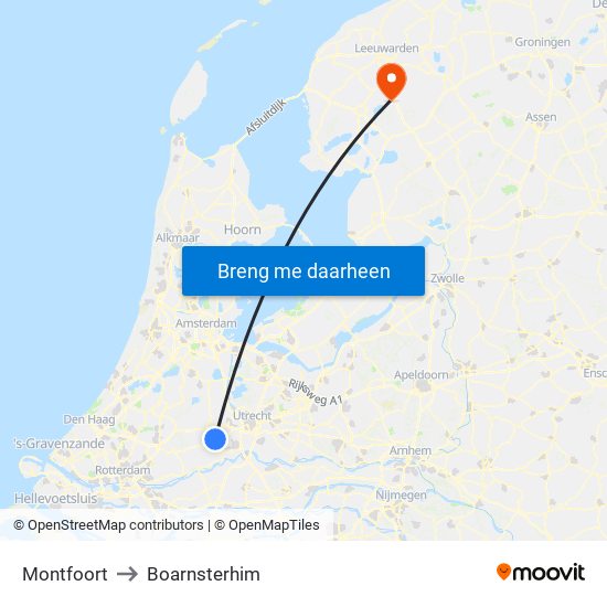 Montfoort to Boarnsterhim map