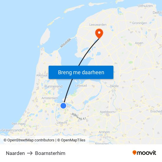 Naarden to Boarnsterhim map