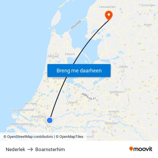 Nederlek to Boarnsterhim map