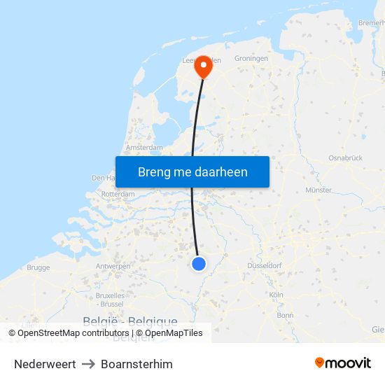 Nederweert to Boarnsterhim map