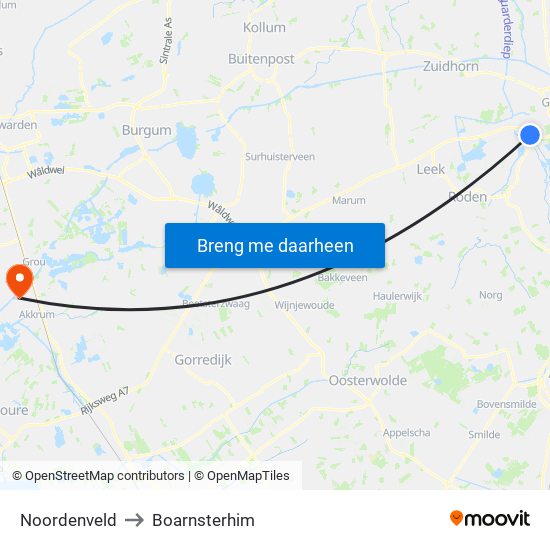 Noordenveld to Boarnsterhim map