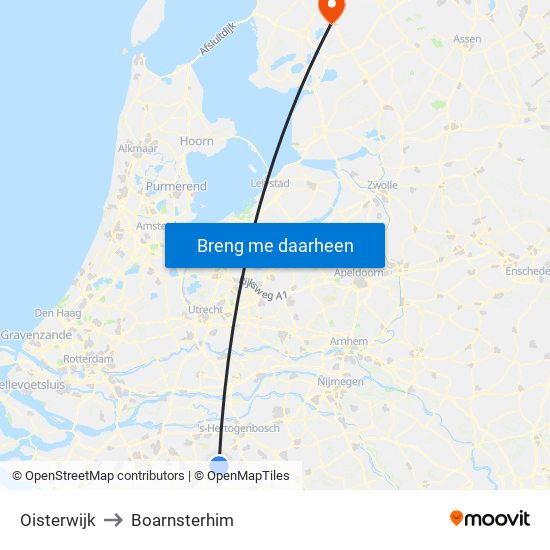 Oisterwijk to Boarnsterhim map