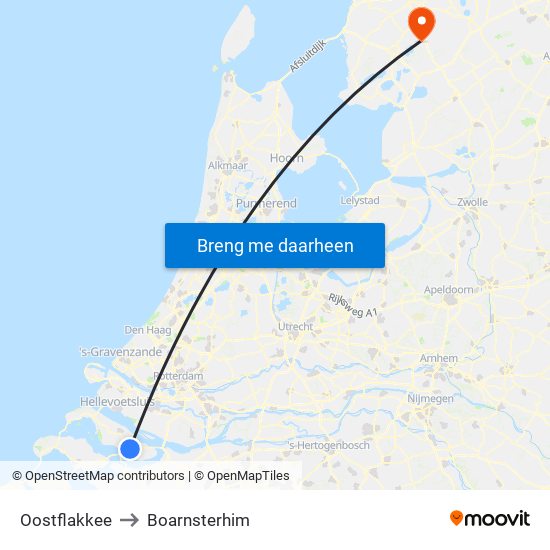 Oostflakkee to Boarnsterhim map